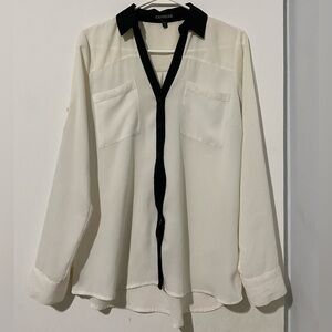 Express Casual Button Down Shirt in Black and White